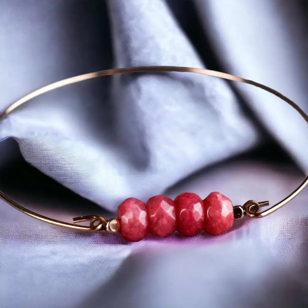 Madamlili jade rondelles bangle - rose vergulde
