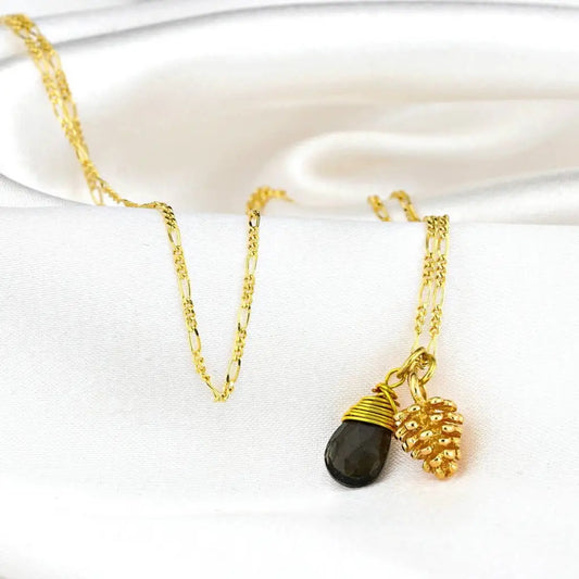 Madamlili moldaviet & dennenappel sterling vergulde