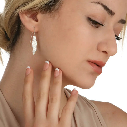 Lange bladoorbellen - 925 sterling zilveren oorbellen