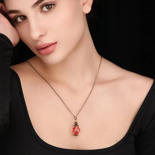 Madamlili echte dille bloemen bronzen ketting. - sieraden