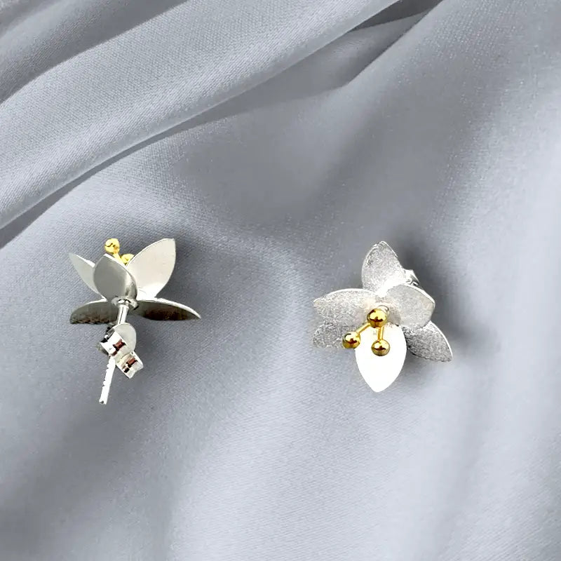 Madamlili oorbellen met bloemen - 925 sterling zilver