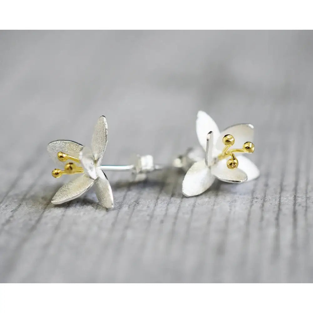 Madamlili oorbellen met bloemen - 925 sterling zilver