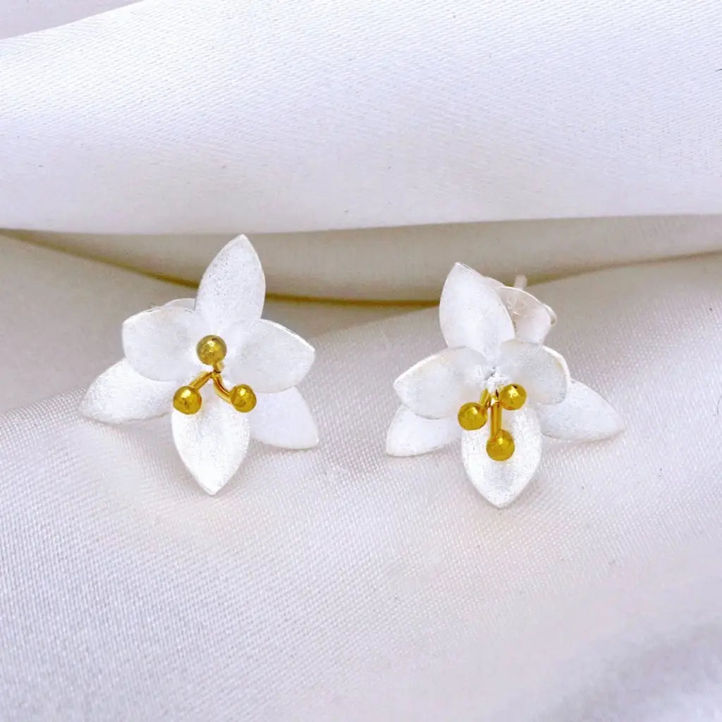 Madamlili oorbellen met bloemen - 925 sterling zilver