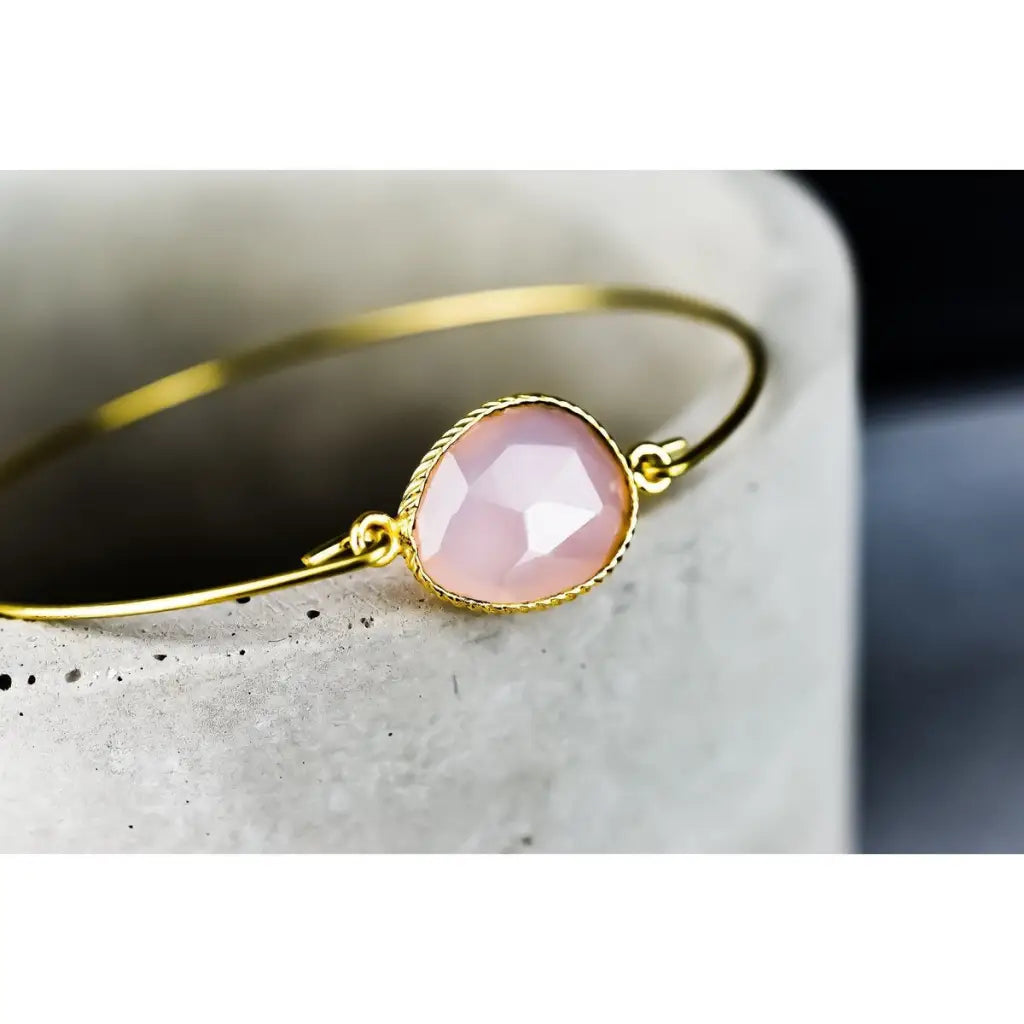 Madamlili rozenkwarts bangle - vergulde edelsteen sieraden.