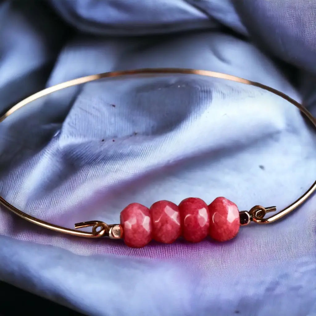 Madamlili jade rondelles bangle - rose vergulde