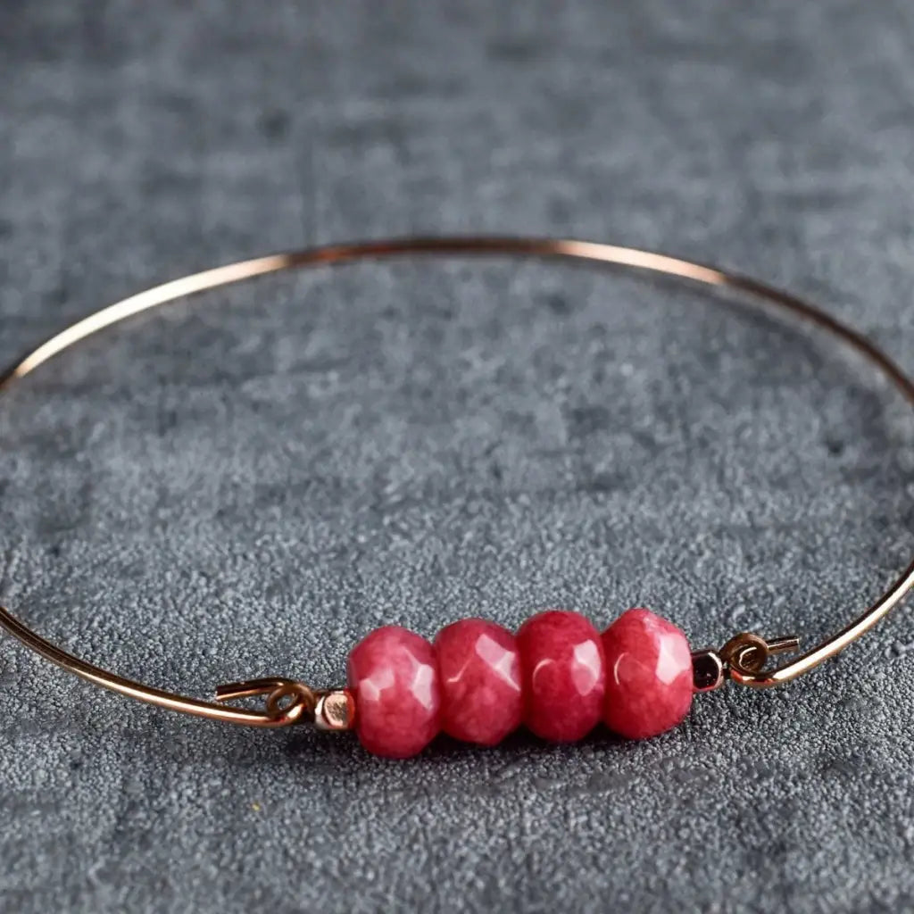Madamlili jade rondelles bangle - rose vergulde