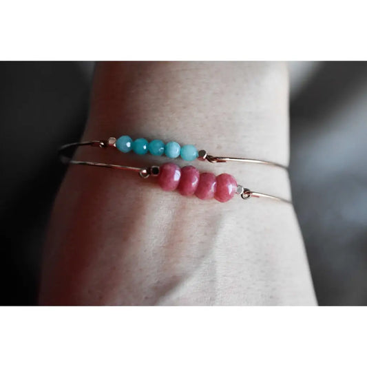 Madamlili jade rondelles bangle - rose vergulde