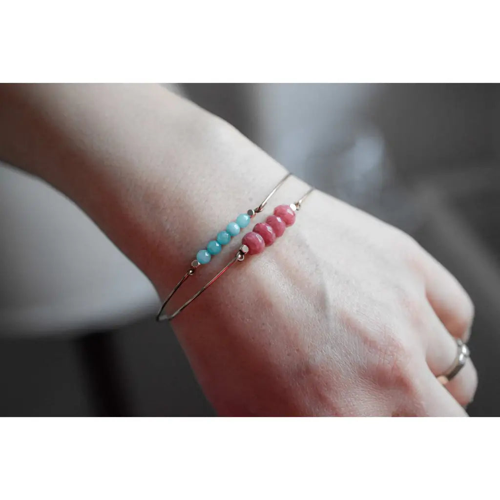 Madamlili jade rondelles bangle - rose vergulde