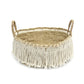 De Boho Fringe Basket - Natural White