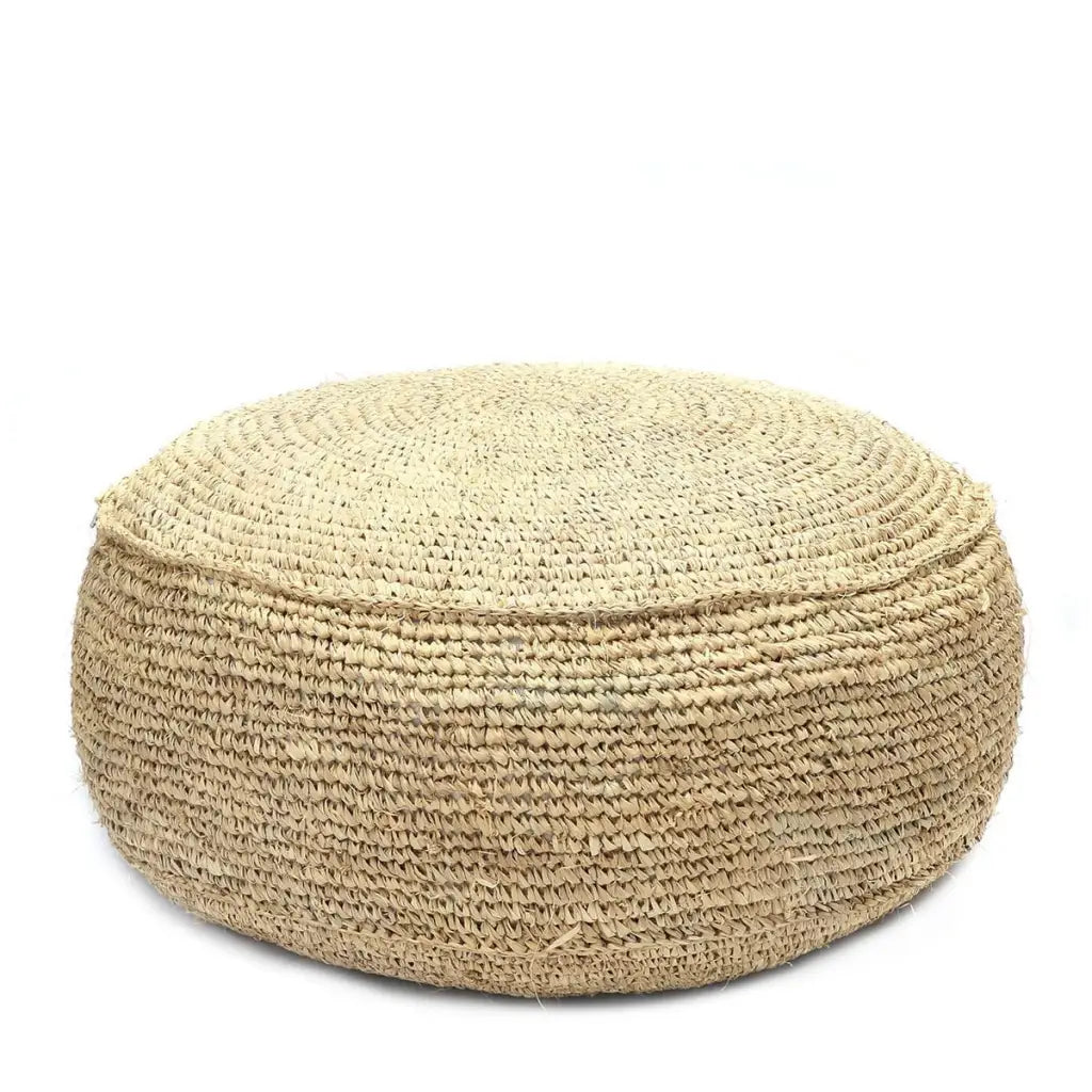 De raffia flores poef - naturel