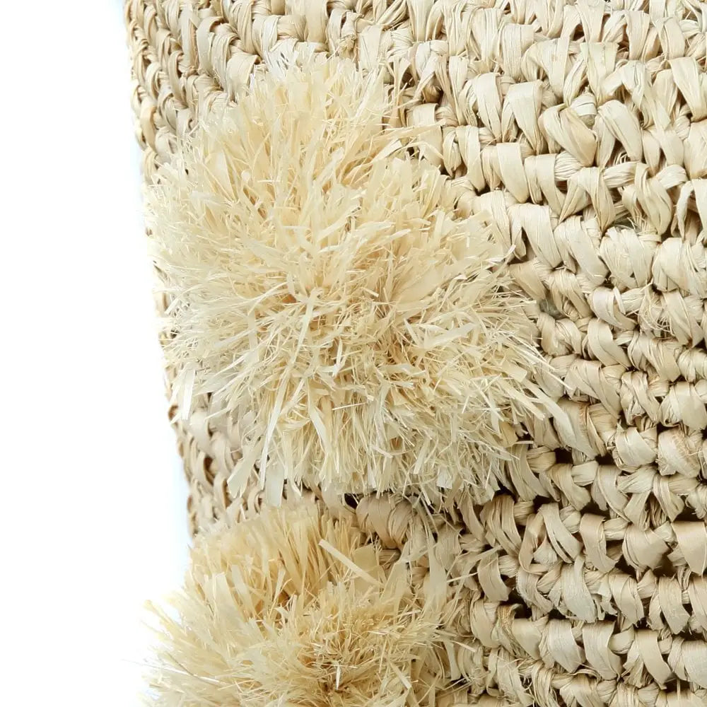 De Raffia Pom Pom Stool - Naturel