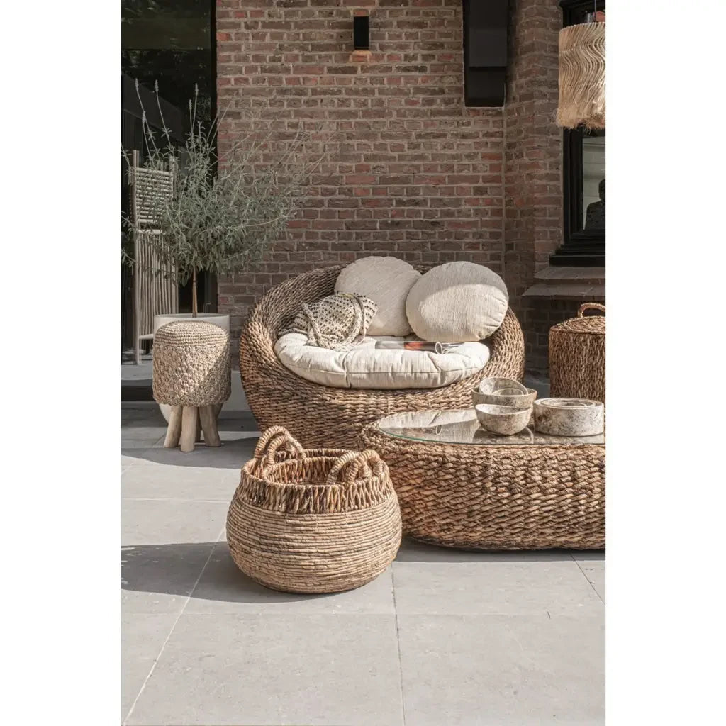 De Raffia Tressed Stool - Naturel