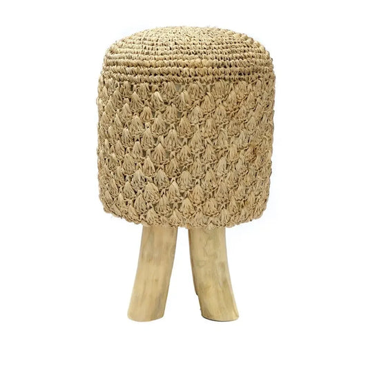 De Raffia Tressed Stool - Naturel