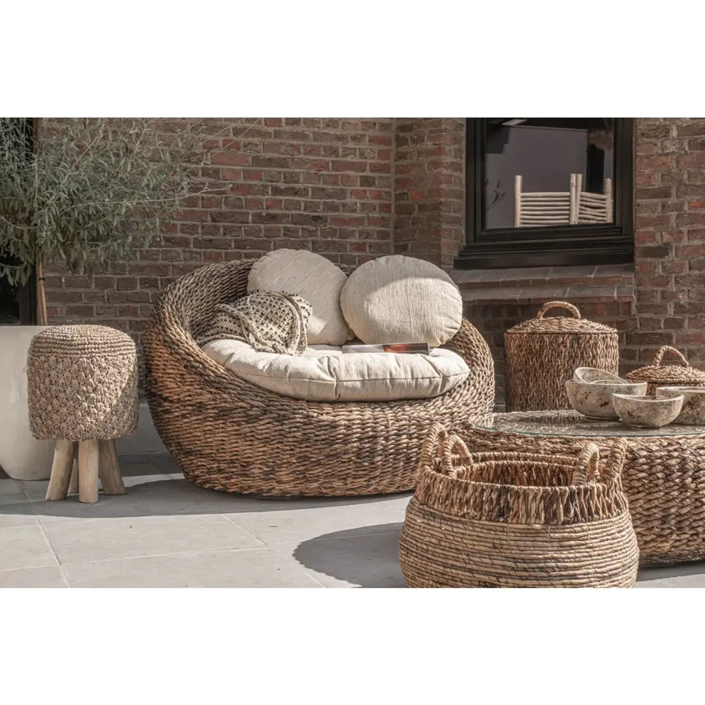 De Raffia Tressed Stool - Naturel