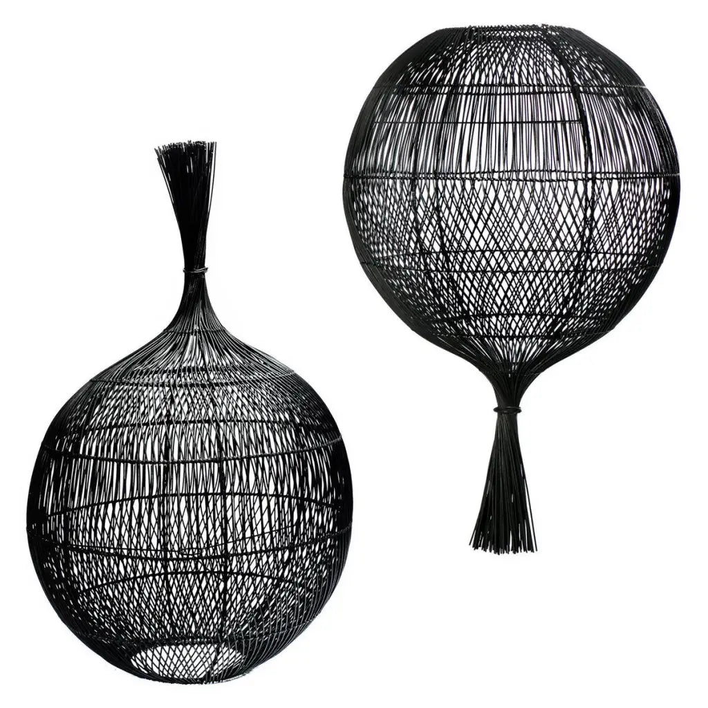 De Rattan Wonton Vloerlamp - Hanglamp - Zwart