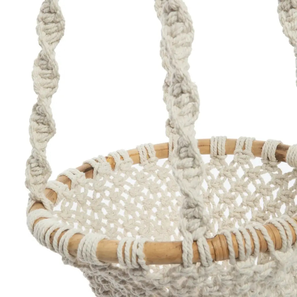 De Twisted Macrame Plantenhouder - Naturel Wit - L