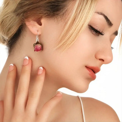 Echte kleine roosoorbellen - 925 sterling zilver - ohr925-36