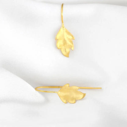 Herfstbladeren oorbellen goud - 925 sterling mat vergulde