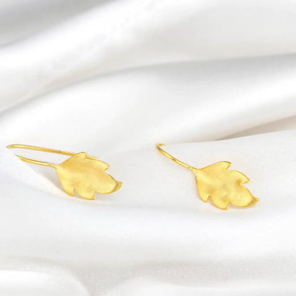 Herfstbladeren oorbellen goud - 925 sterling mat vergulde