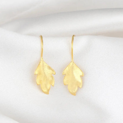 Herfstbladeren oorbellen goud - 925 sterling mat vergulde