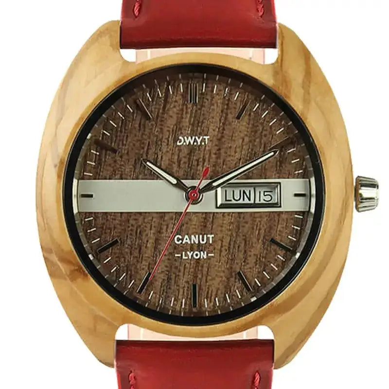 DWYT LYON Canut geschenkdoos Mannen Horloge Vermiljoen rood+houtskoolzwart - evan rose - DWYT LYON - mannen,horloge,mannen horloges, watch, dwyt lyon