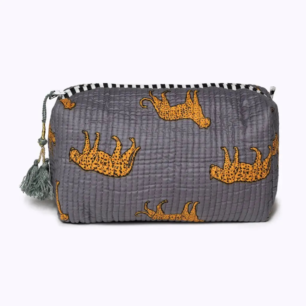 Kikooni cosmetische tas ’gray leopard’ - kikooni