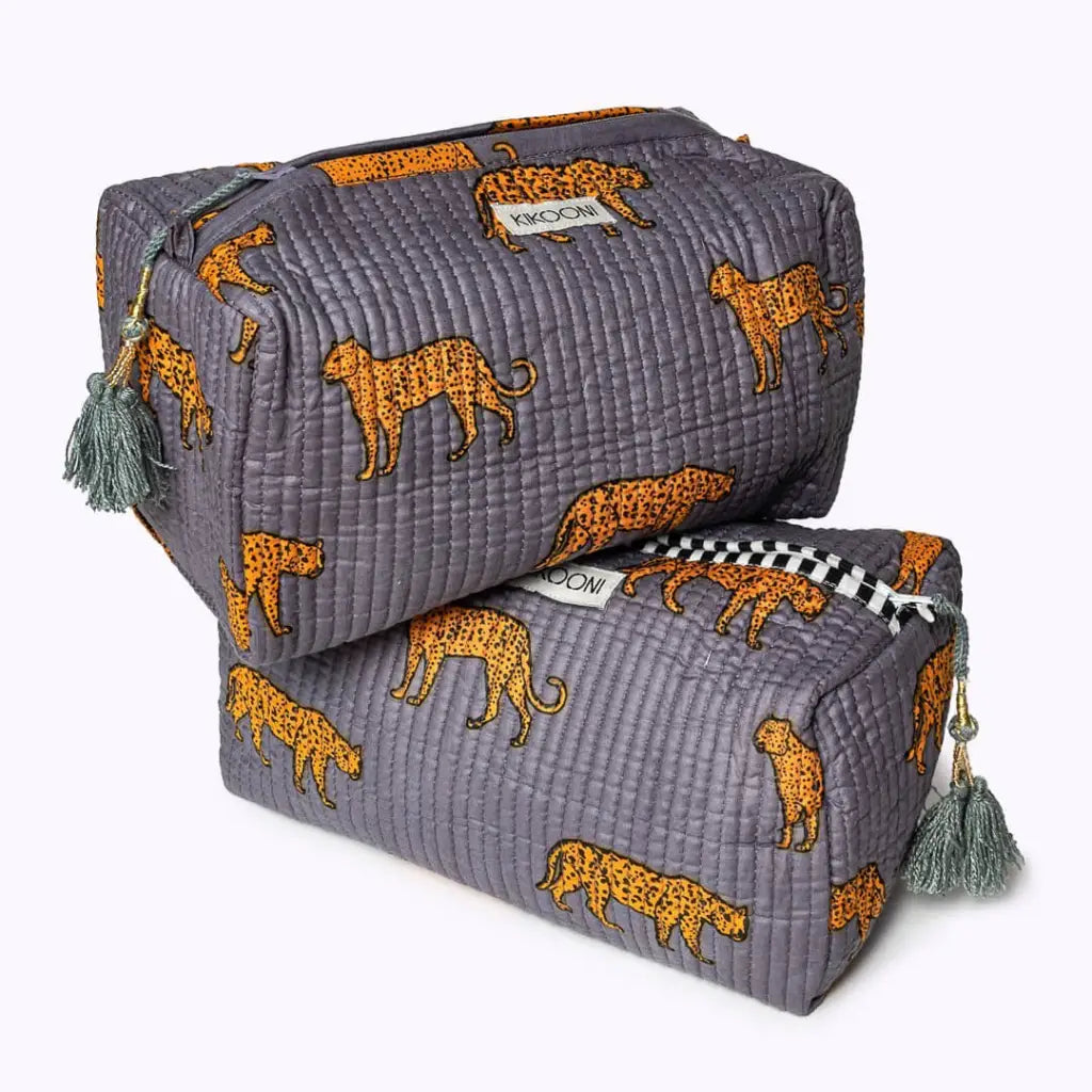 Kikooni cosmetische tas ’gray leopard’ - kikooni