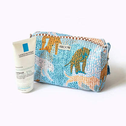 Kikooni handgemaakte cosmetische tas ’lucky leo’ - beige