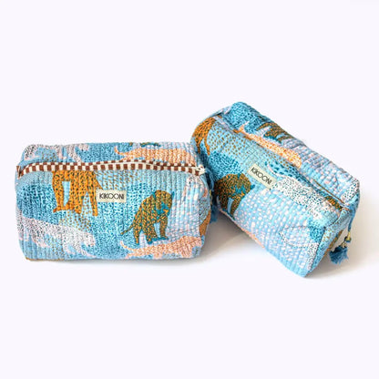 Kikooni handgemaakte cosmetische tas ’lucky leo’ - beige