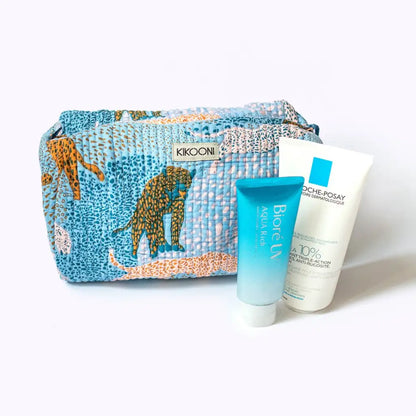 Kikooni handgemaakte cosmetische tas ’lucky leo’ - beige