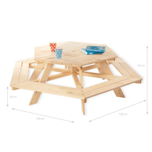 Kinderpicknickbank ’nicki 6-eck’ naturel