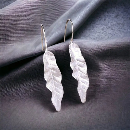 Lange bladoorbellen - 925 sterling zilveren oorbellen