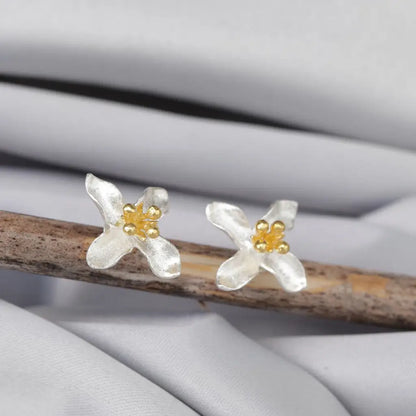 Leliebloem oorknopjes - 925 sterling zilveren oorknopjes