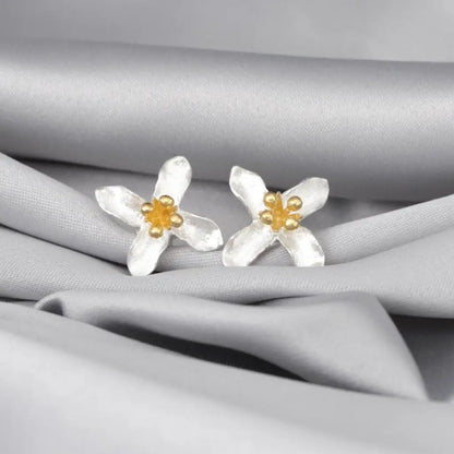 Leliebloem oorknopjes - 925 sterling zilveren oorknopjes