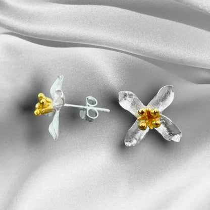 Leliebloem oorknopjes - 925 sterling zilveren oorknopjes