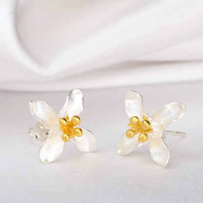 Leliebloem oorknopjes - 925 sterling zilveren oorknopjes