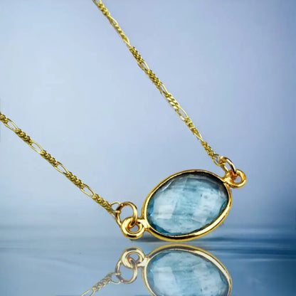 Madamlili 18k vergulde ketting met aqua chalcedoon hanger