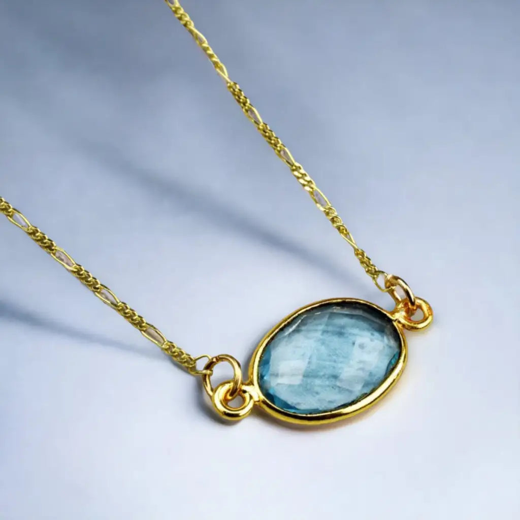 Madamlili 18k vergulde ketting met aqua chalcedoon hanger