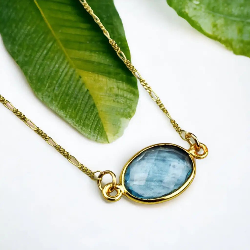 Madamlili 18k vergulde ketting met aqua chalcedoon hanger