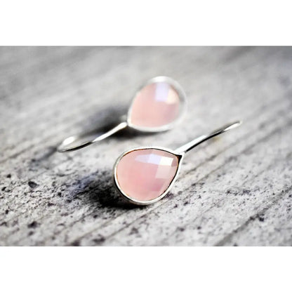 Madamlili 925 sterling zilveren rozenkwarts oorbellen.