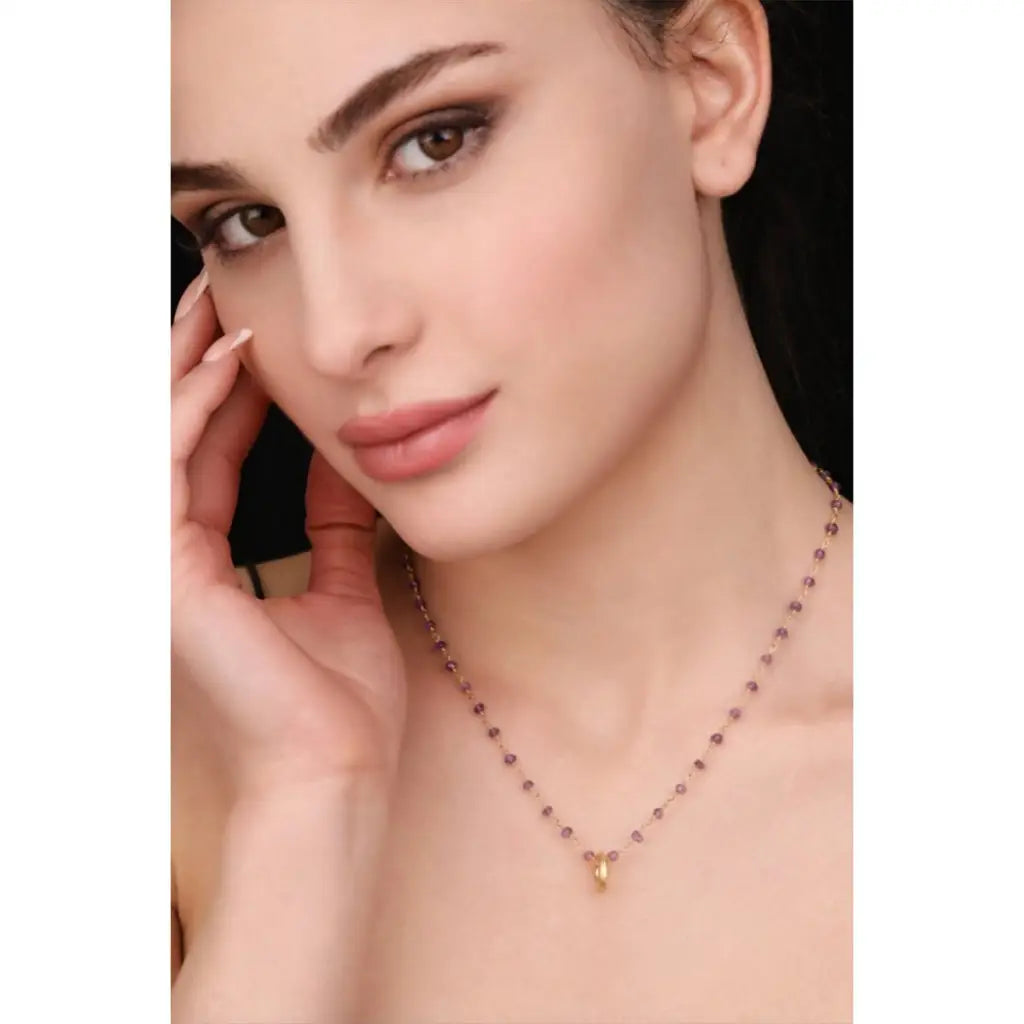 Madamlili amethist gouden edelsteen ketting. - sieraden