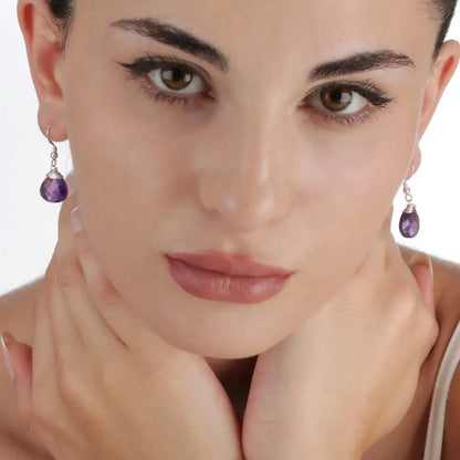 Madamlili amethist oorbellen - 925 sterling zilveren