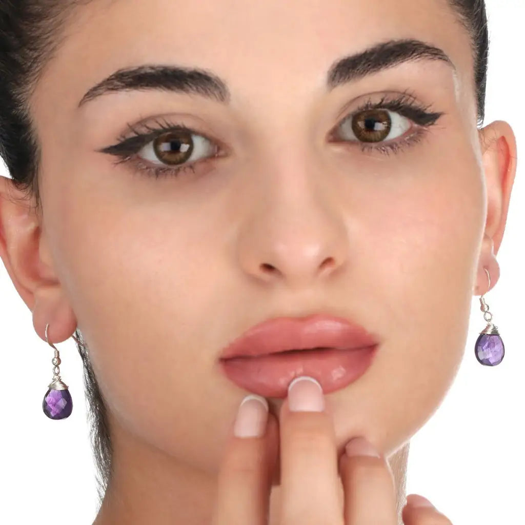 Madamlili amethist oorbellen - 925 sterling zilveren