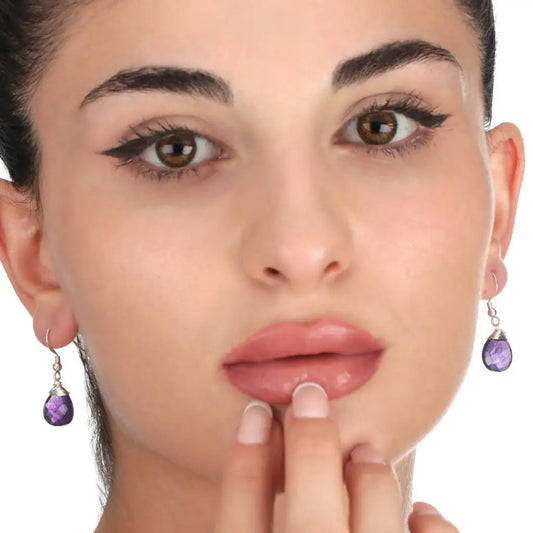 Madamlili amethist oorbellen - 925 sterling zilveren