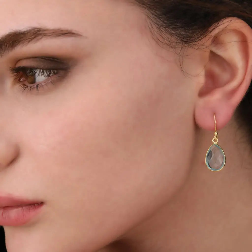 Madamlili aqua topaas edelsteen oorbellen 925 sterling