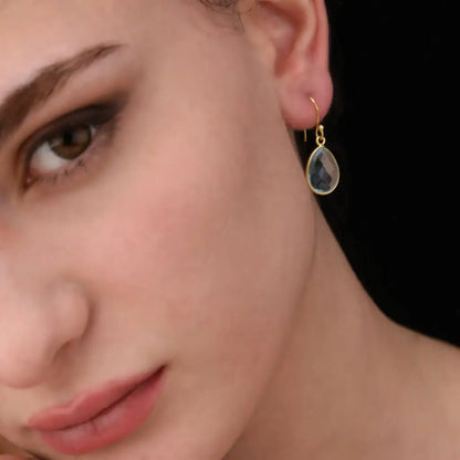 Madamlili aqua topaas edelsteen oorbellen 925 sterling