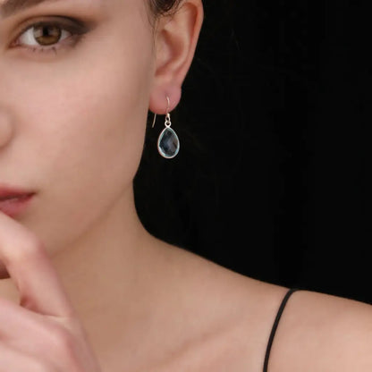 Madamlili aqua topaas oorbellen 925 sterling zilver.