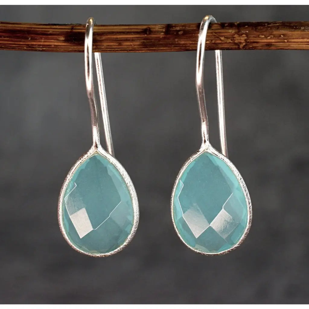 Madamlili aquamarijn oorbellen - 925 sterling zilver.