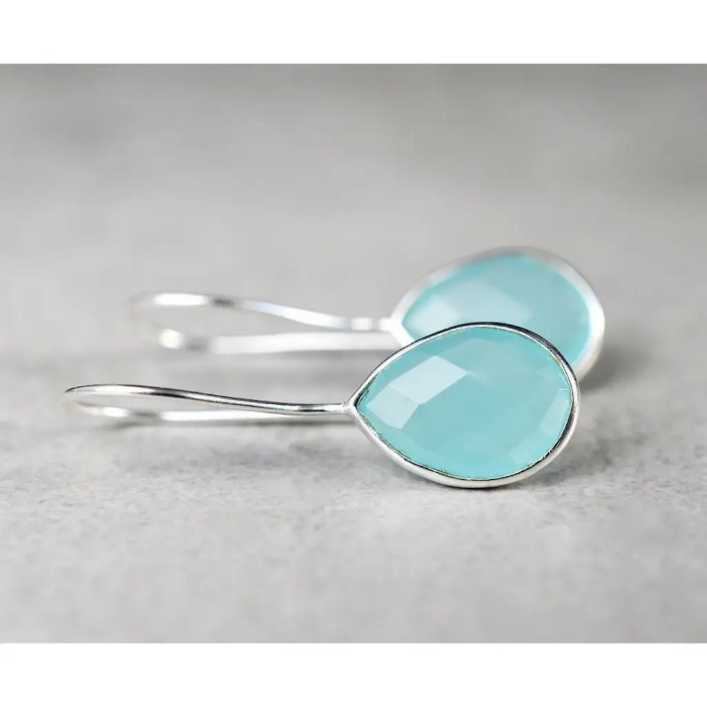 Madamlili aquamarijn oorbellen - 925 sterling zilver.