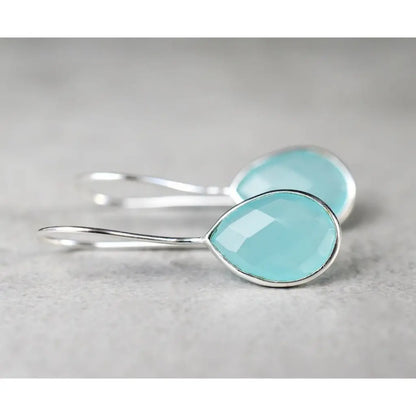 Madamlili aquamarijn oorbellen - 925 sterling zilver.